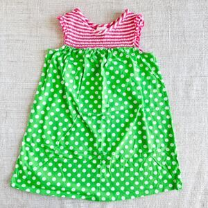 Hanna Green and Pink Polka Dot Smocked Sun Dress EUC 3T